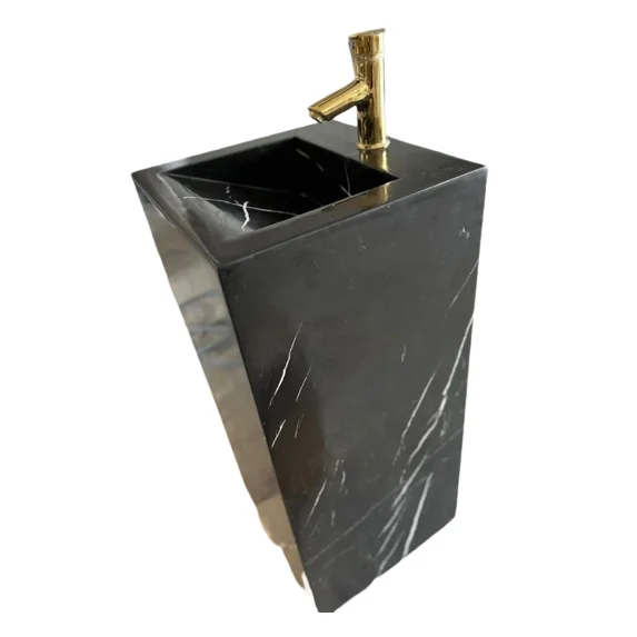 Nero Marquina Marble Pedestal Sink, Black Marble Pedestal Sink, Black Marble Sink Custom Order Sink