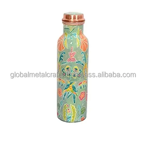 printed meena Pure Copper Water Bottle , Ayurveda herbal copper water bottle with health benefit,