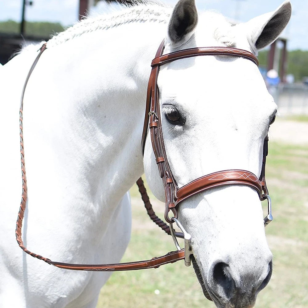 Fancy Stitched Leather English Bridle and Reins Wholesale