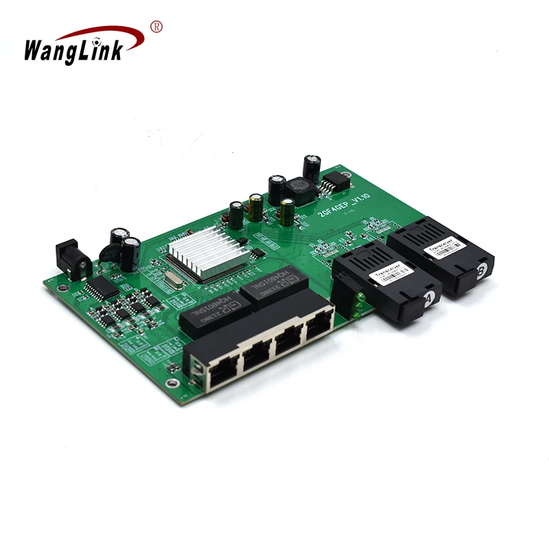 Wanglink gigabit 2 SC ports 4 POE ports switch with fiber media converter PCB board for CCTV surveillance Camera Security System