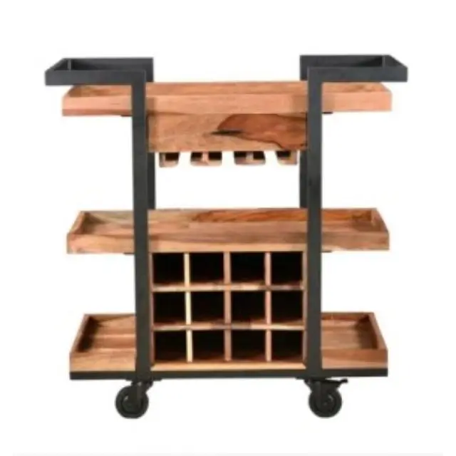 Classic Solid Wood Cabinet Customized High Quality Modern Design Bar Cart Bustle Collection Furniture