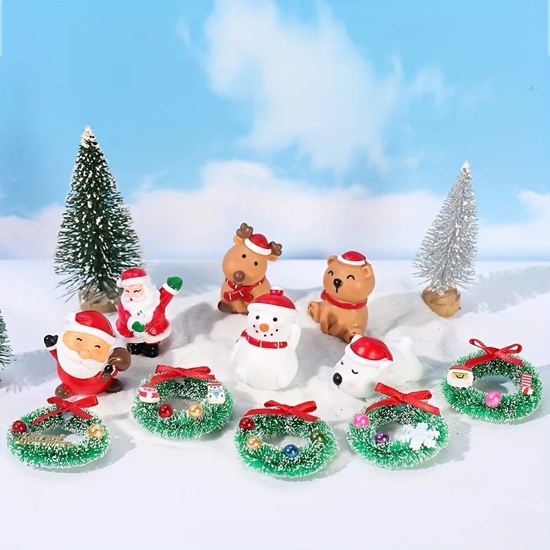 Lovely Christmas Decorations Garland Micro Landscape Resin Crafts Ornaments Winter Garland Wreaths Christmas Garden Accessories