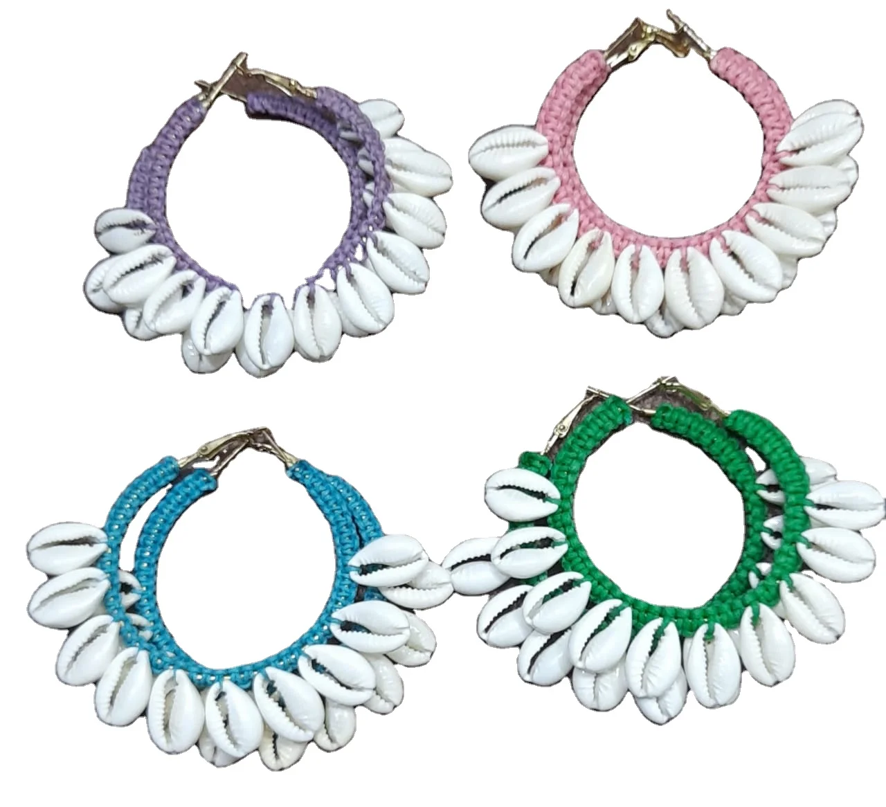 white circular Cowrie Beads fashionable Earrings ER-2018502 latest boho jewelry for womens by indian craftsmen