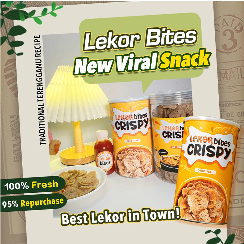 Hottest Seller Lekor Bites Crispy 200g Original Flavor Nutrients For A Crunchy Yet Healthier and Less Greasy Snack