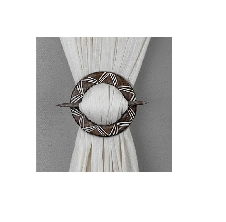 wooden curtain tiebacks with caved design piece and  household curtain accessories tie back wooden bead curtain design