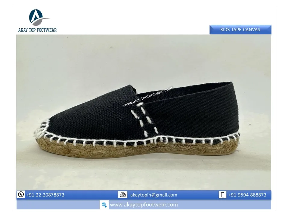 Children Tape Canvas Espadrilles New Sale Arrival Highest Selling Flat Espadrilles for Girls and Boys in Solid and Stripe Design