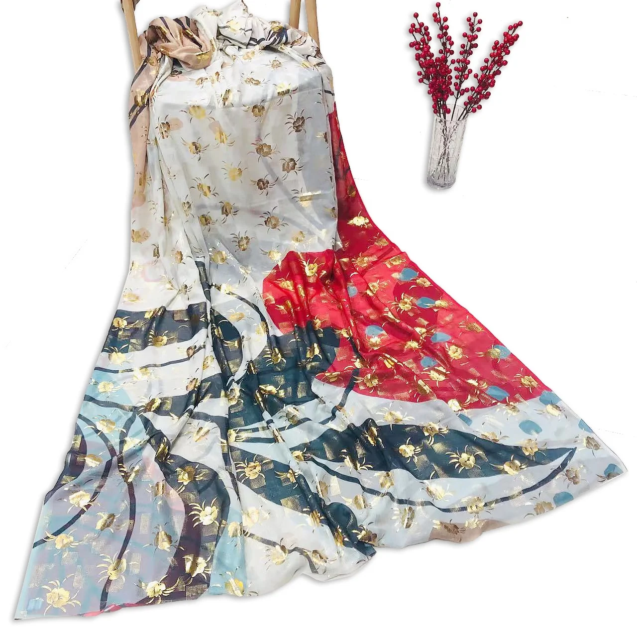 Hot stamping sudanese voile fabric custom fabric printing dresses women African fabrics