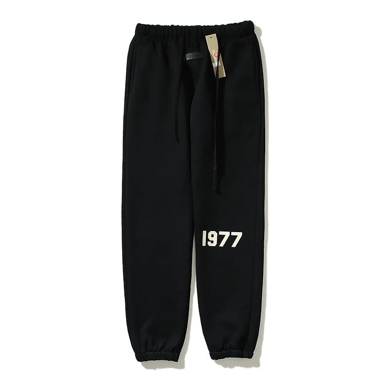 22ss High Street FOG Double Thread 1977 Flocking Printing Sweatpants for Men and Women Hip Hop Leggings Pants