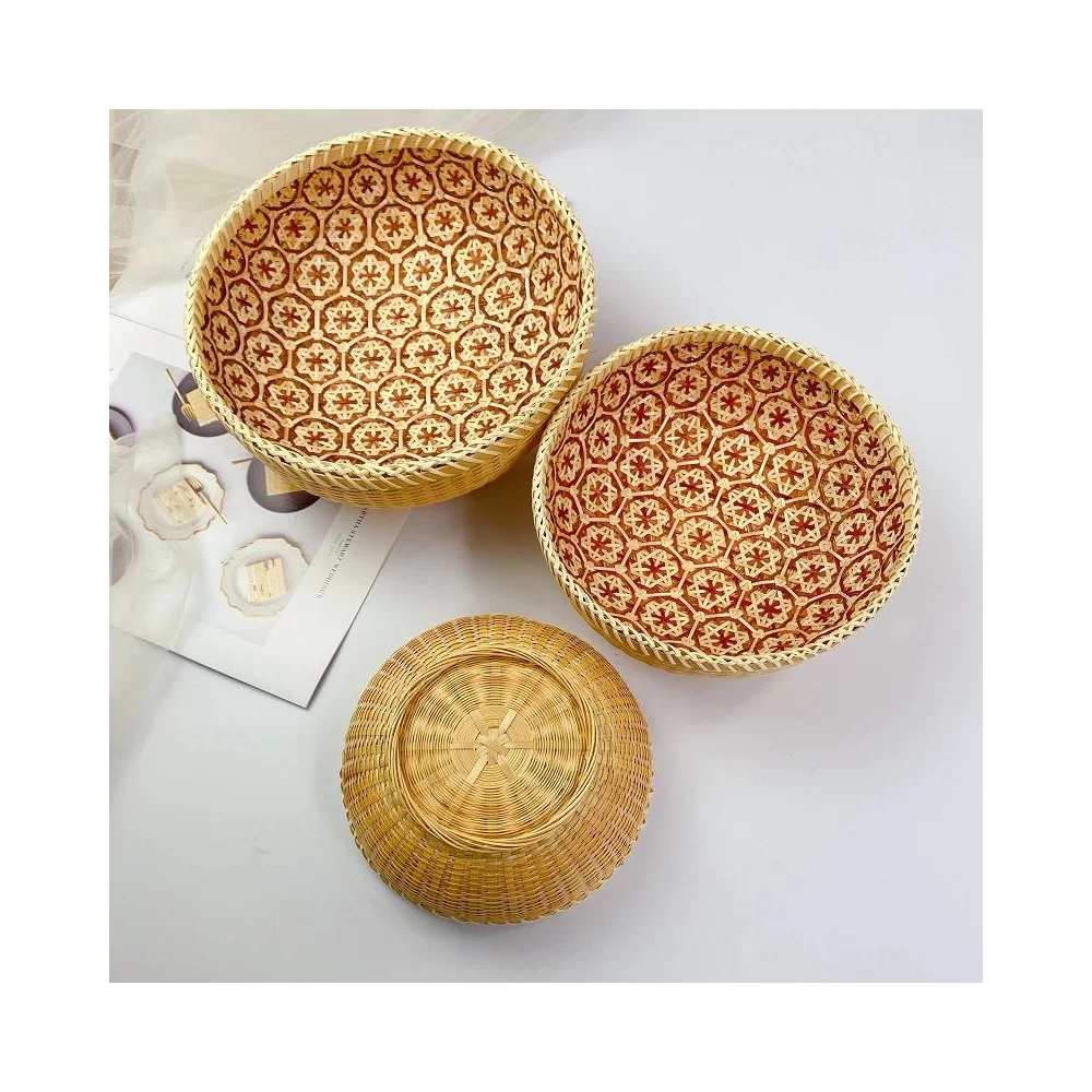 Best Price Flower Pattern Bamboo Basket for Hotel or Restaurant Orders