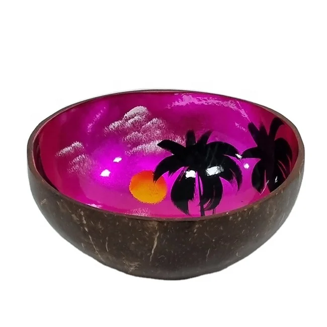 Handicraft Wicker BSCI coconut craft home decor tablewares kitchen storage supplier wholesales lacqure coconut bowl