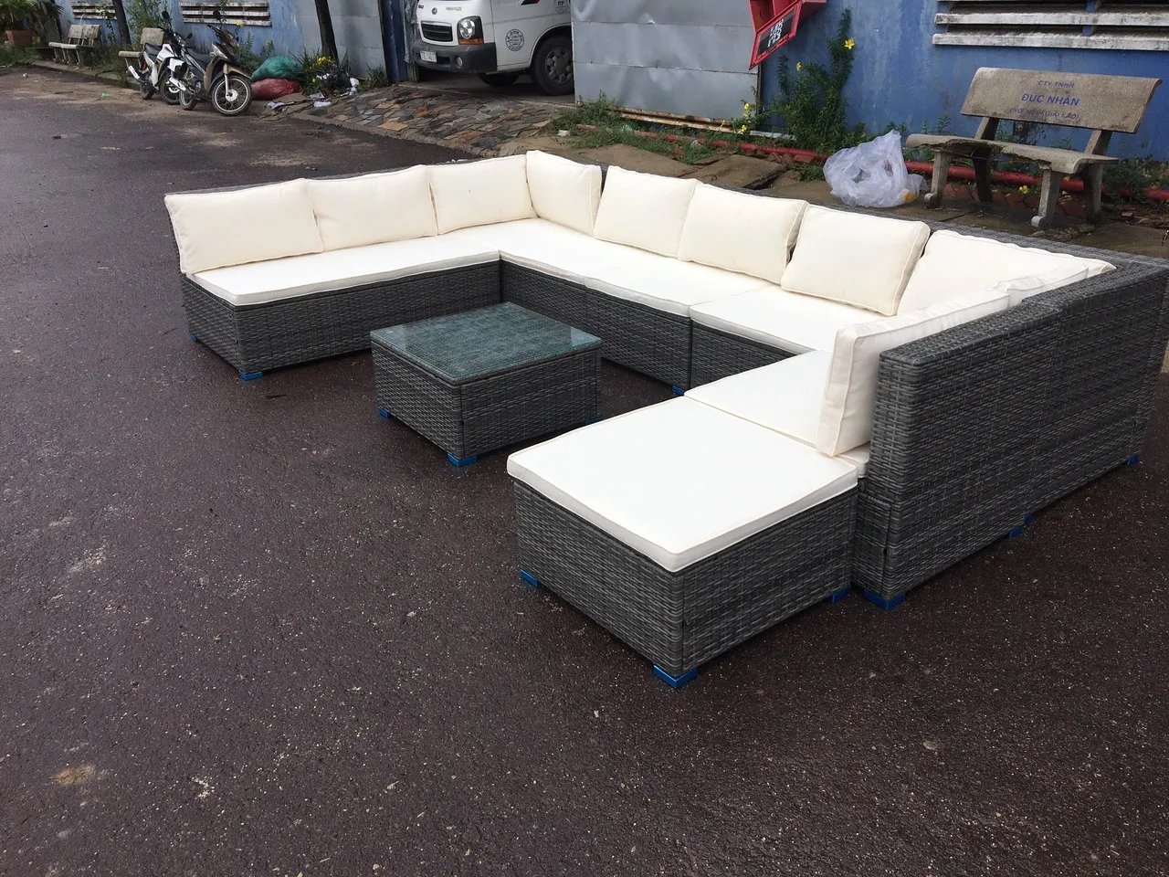 Набор 9 местный диван с тканевой большой салон otutdoor декоративный ламинат высокого качества мебель из ротанга