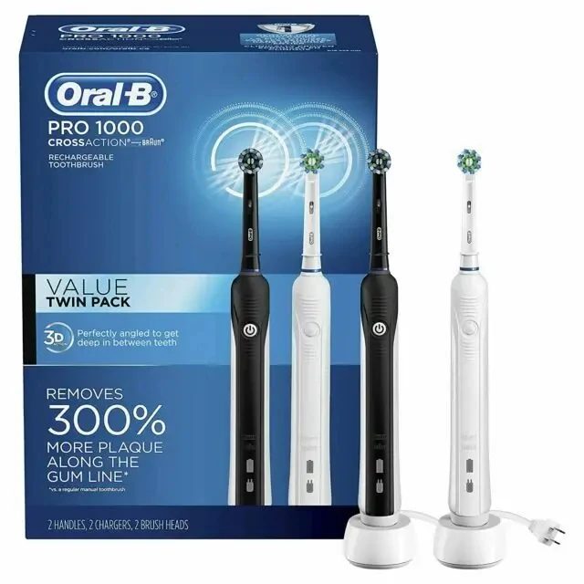 Hot sale Oral. - B Pro 1000 CrossAction Electric Toothbrush, Black and White, 2 Count multiple color options