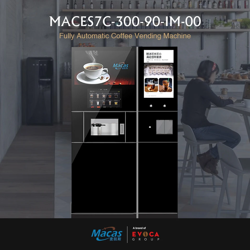 Big Commercial Coffee Vending Machine with Inner Ice Maker New Business Idea to Make Money at Pump Water/tap Water