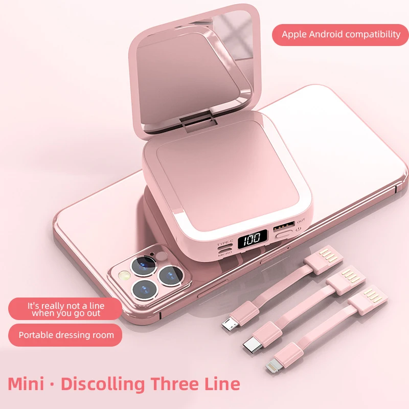 Makeup mirror Mini portable folding hand cosmetic power bank make up mirror pocket compact mirror