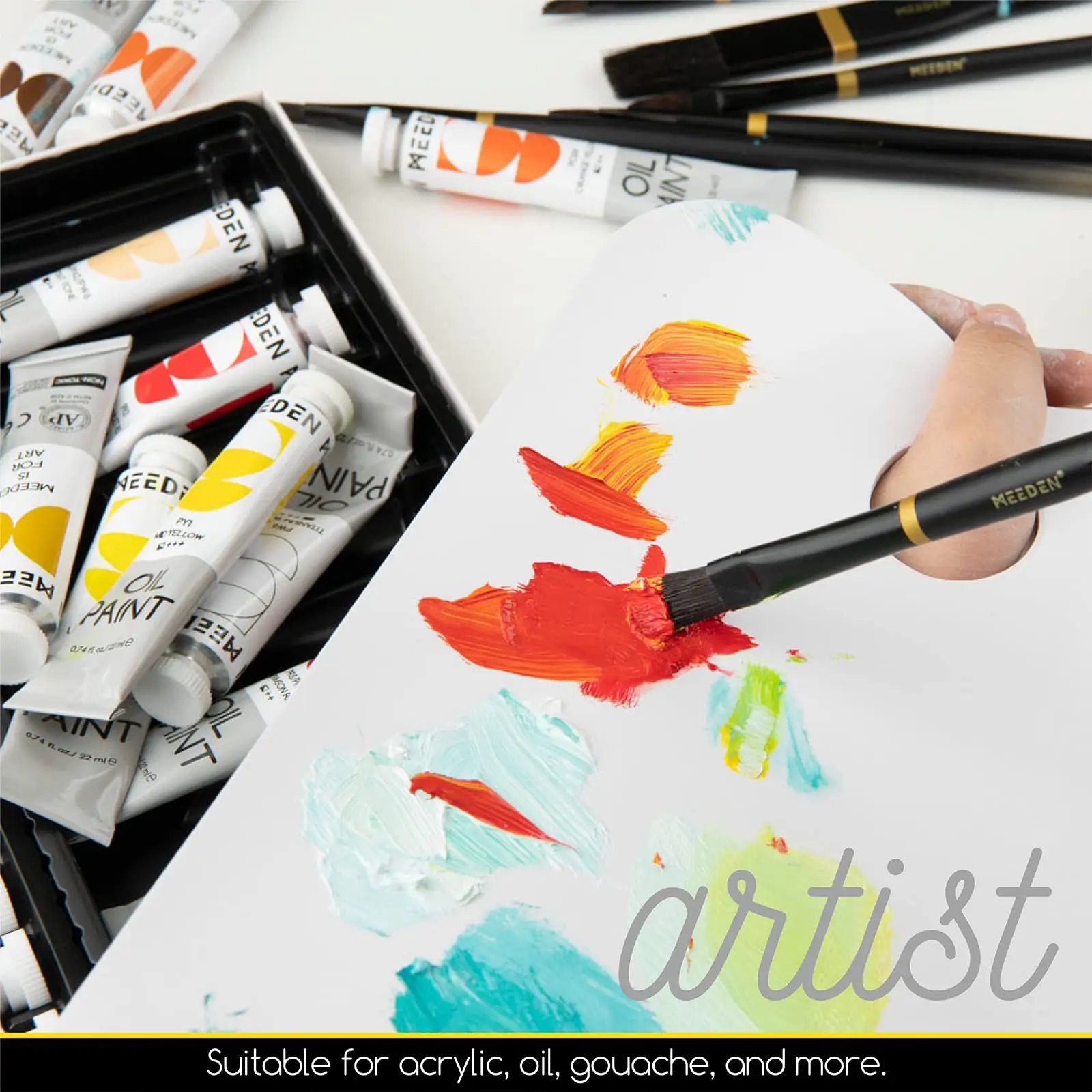 MEEDEN Disposable Palette Paper Pad 9x12 Inch 40 White Sheets 54 lb Glue-Bound Bleed-Proof Paint Palette with Thumb Hole