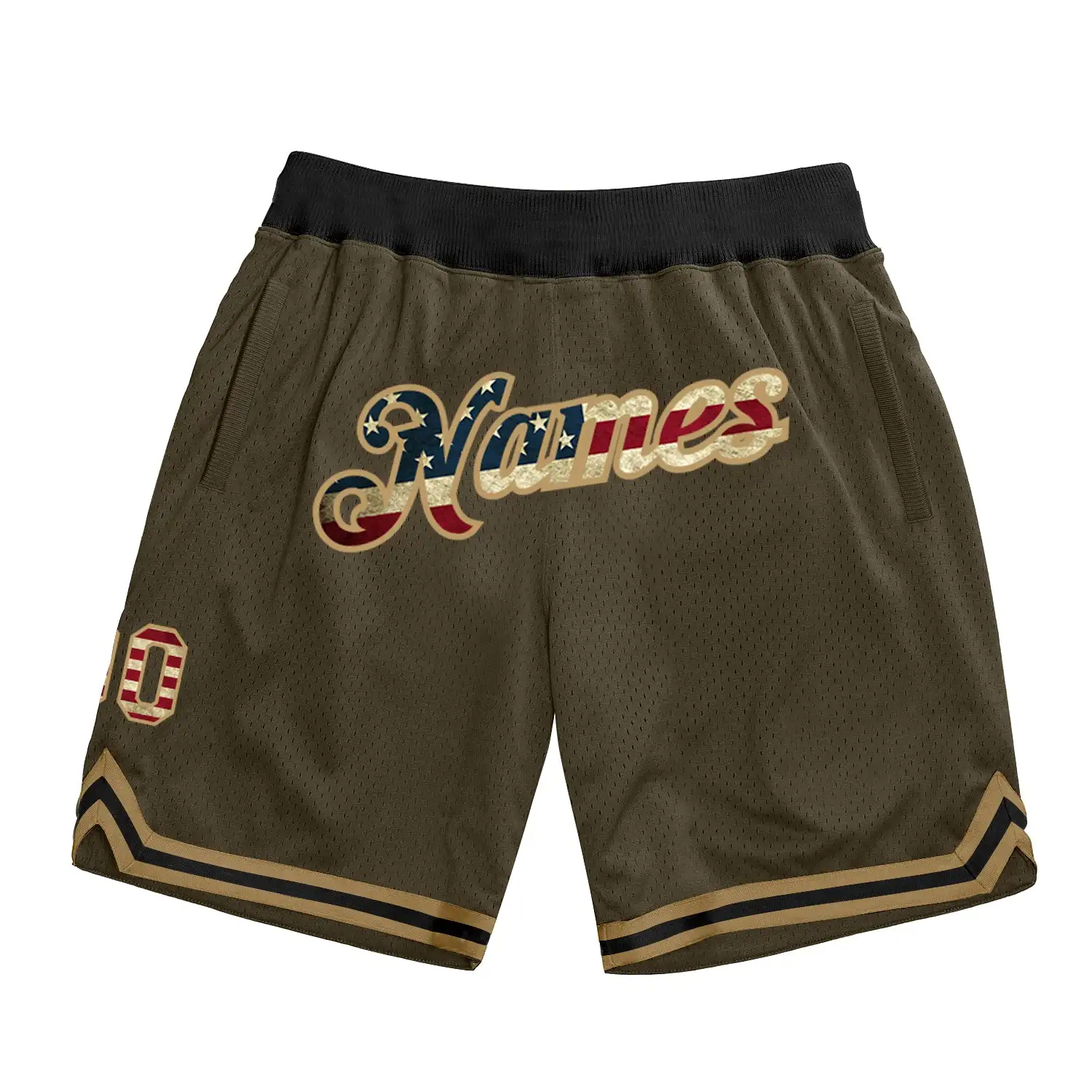 Custom shorts Camo Vintage USA Flag-Creem Authentic Salute To Service Basketball Shorts