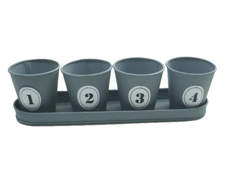 Wholesale Bulk Iron Tray With 4 Planter decorations for home  garden supplies smart home products  decor planter with tray
