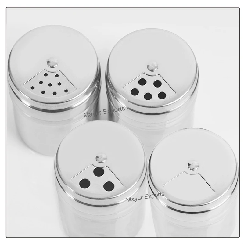 Stainless Steel Salt Pepper Sugar Powder Shaker Multi Herb Spice Shaker with adjustable holes