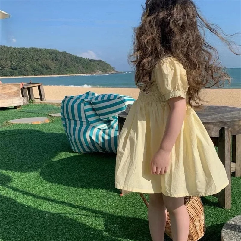 Girls 24 Summer Dress Baby Girl Cotton Cloth Embroidered Duckling Cute Princess Doll Dress