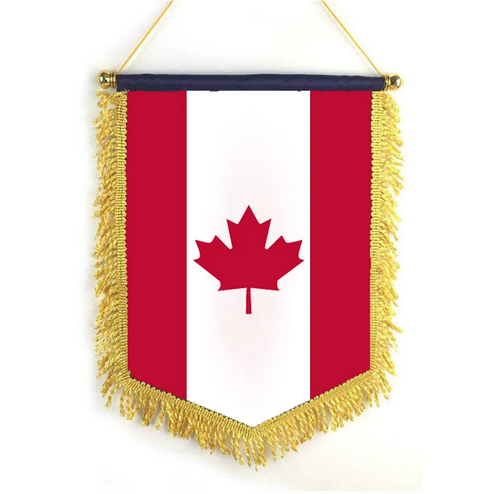 Sunshine Custom exchange Printing Canada National Flag Small Mini Hanging Car Mirror Pennant Flag