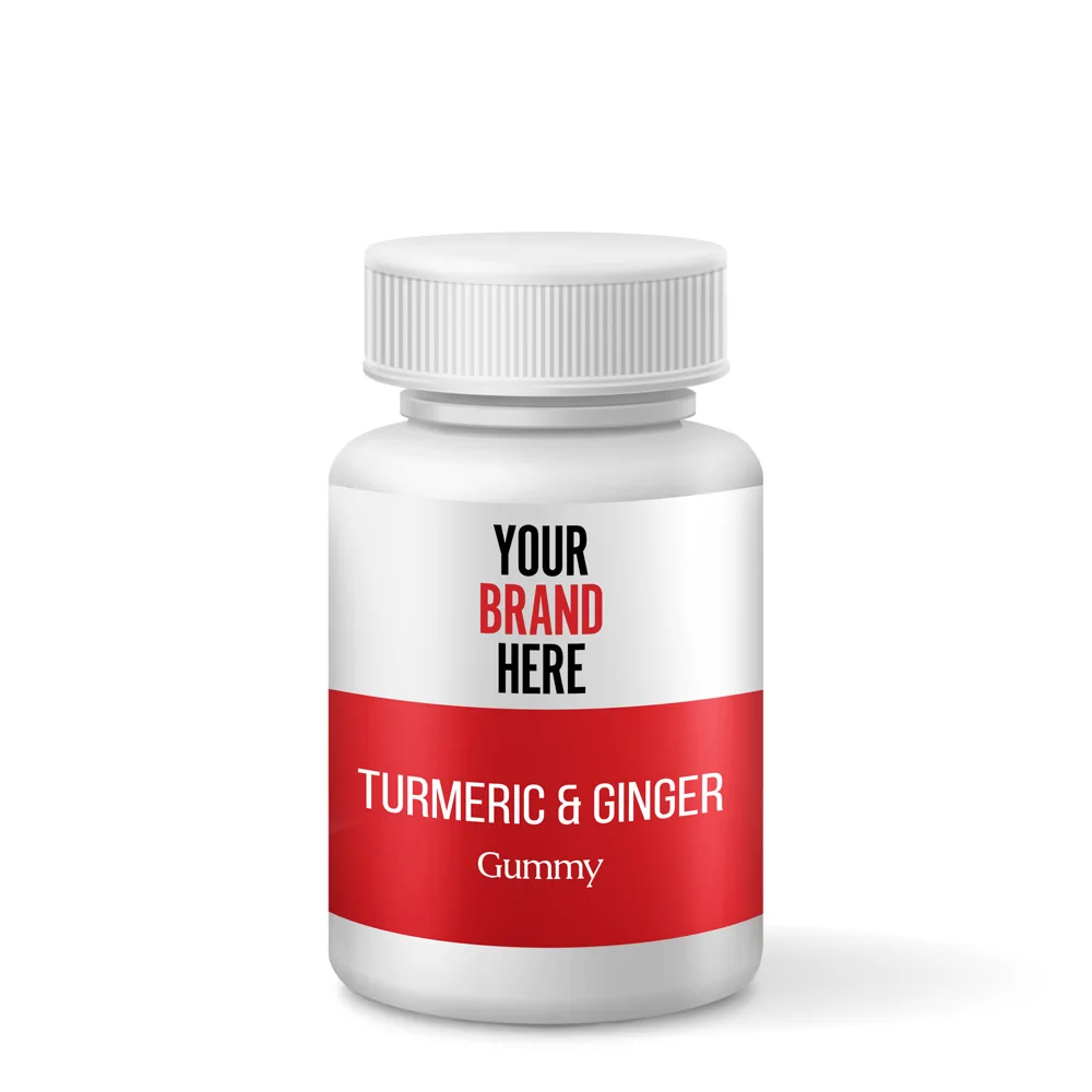 High Quality Turmeric & Ginger Private Label Orange Color Tropical Flavor 60 HealthCare Gummies