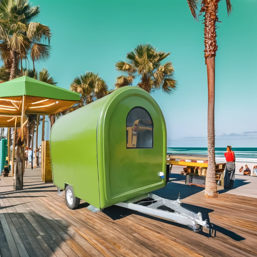 Небольшой стальной торговый киоск shawarma для продажи еды в аэропорту