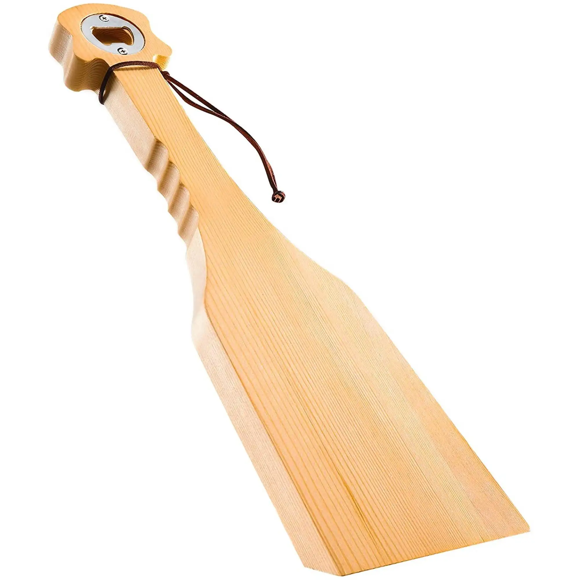 Wooden BBQ Grill Brush Scraper Wooden Grill Paddle Tool with Bottle Opener