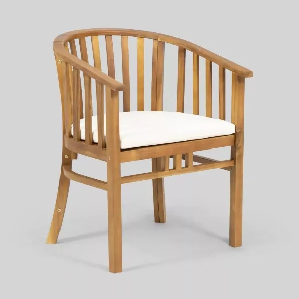 Arm chair patio outdoor for Hotel Resort with Cushion white - Teak wood furniture - Pre Order 1 x 20ft Container Mix Items