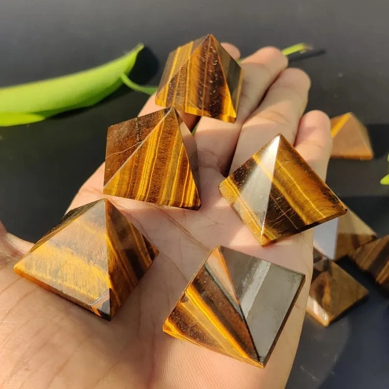 High Quality Small Tigers Eye Crystal Pyramid Natural Gemstone Tiger Eye Power Point Mini Pyramid Buy From FAVORITE AGATE EXPORT