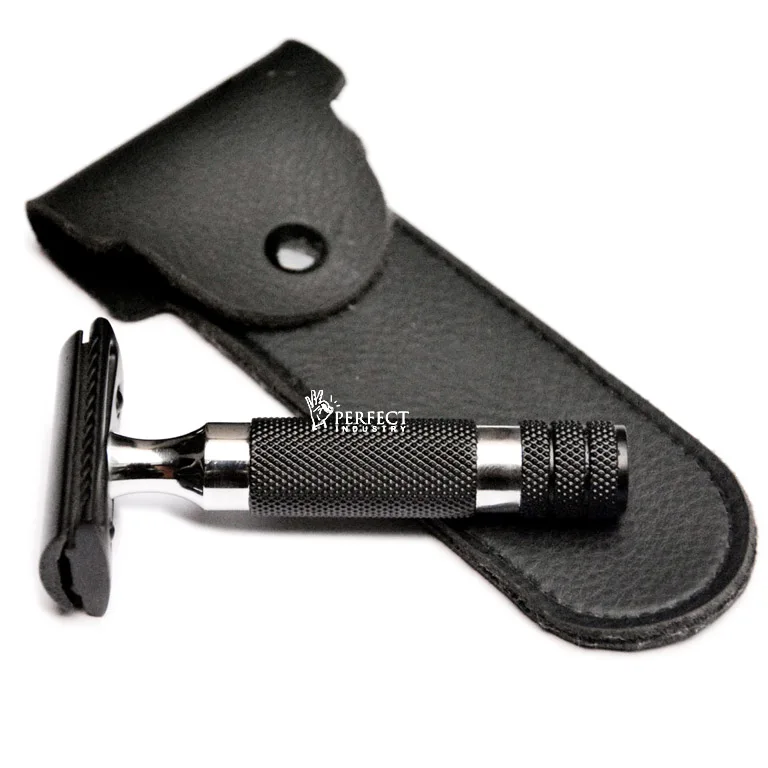 PERFECT INDUSTRY long handle shaving razor / Matt Black double edge safety Razor / men grooming set long handle safety razors