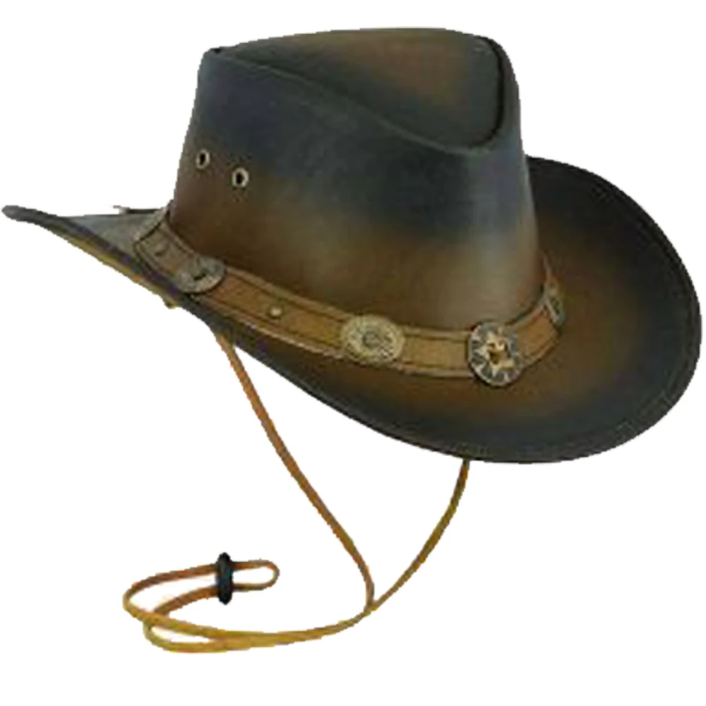 Best selling latest design custom color Genuine cow hide leather hats new fashion leather cowboy hat USA