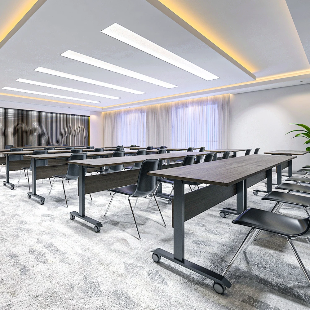 Foldable Office Desk Training Table Meeting Table with Flip Top Design Stacking Configuration