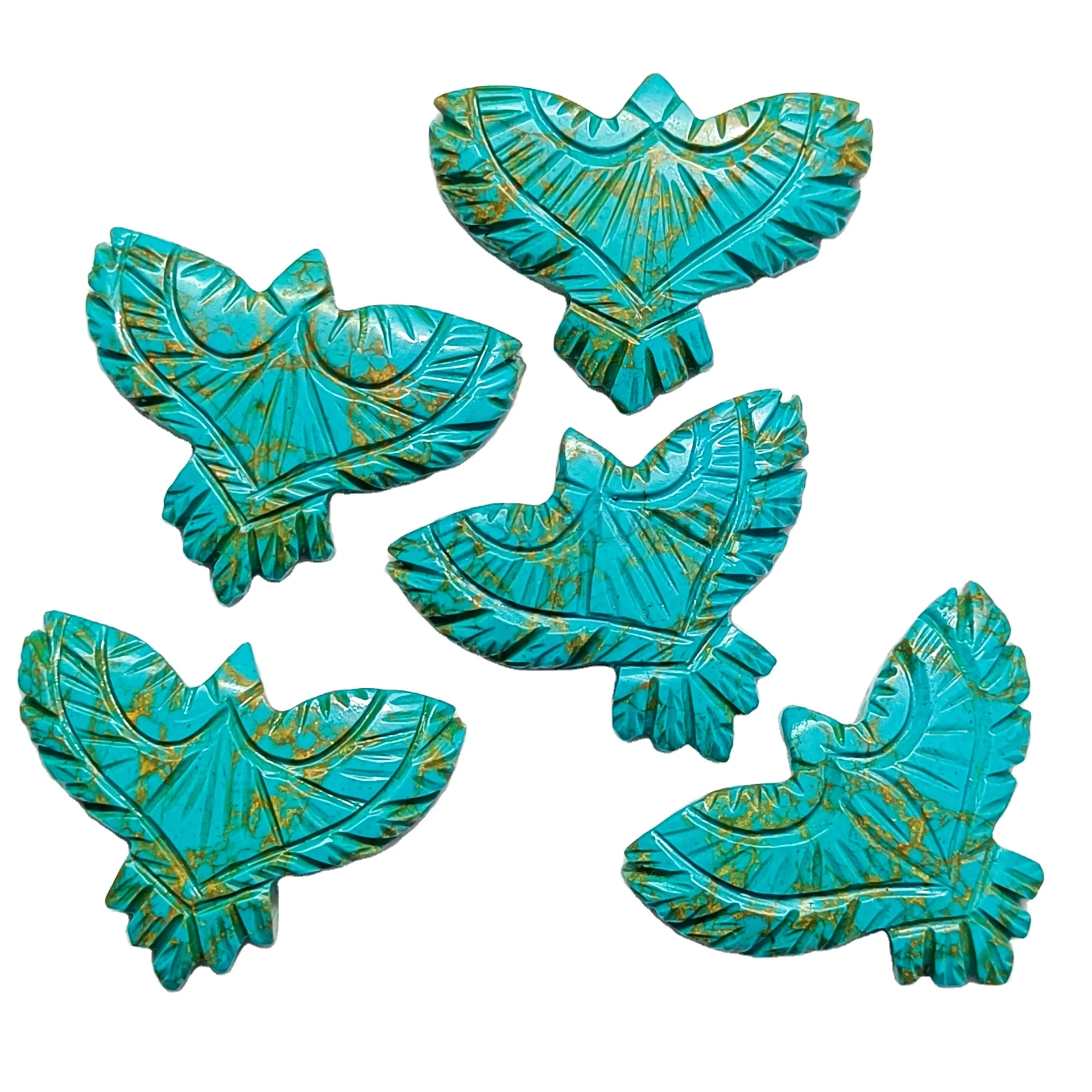 Copper Turquoise Eagle Carved Gemstone, AAA Copper Turquoise Eagle Shape Gemstone, Loose Stone Carving for Pendant Making, 40mm