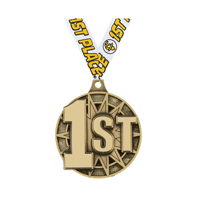 Custom 3D Sports Bronze Metal Medal Zinc Alloy beautiful ribbon medal Award Metal with Sublimation for military