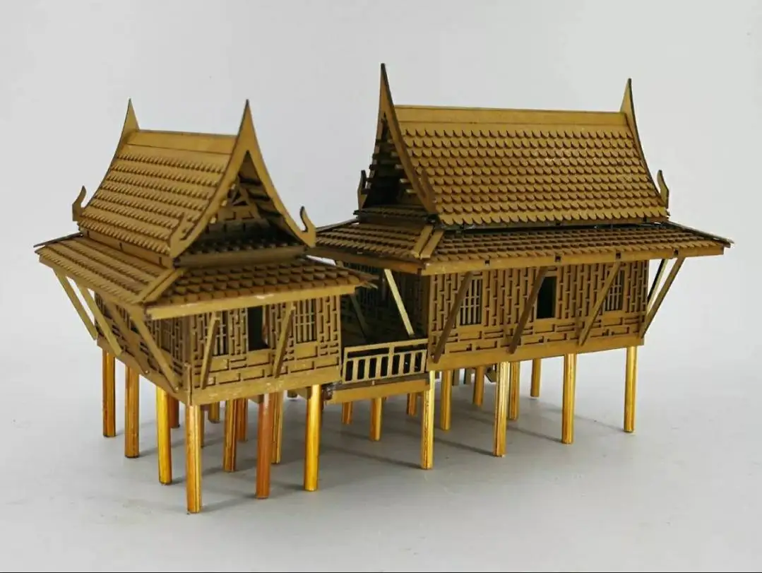 Thai House Miniature Dollhouse Model - Handmade Craft Collectible Toy #1.
