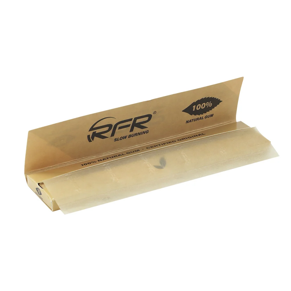 RFR brown 32 leaves King size Organic gum unbleached hemp slow burning custom rolling papers with tips