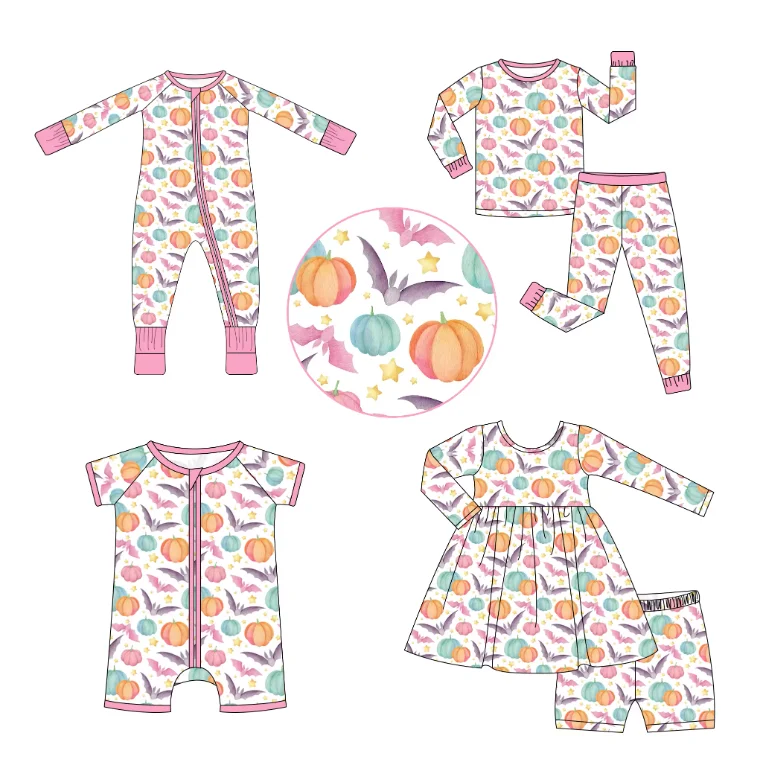 Organic cotton milk silk Baby  zip Rompers Baby Boys and Girls pajamas Rompers Bamboo Clothing kids Halliween custom clothing