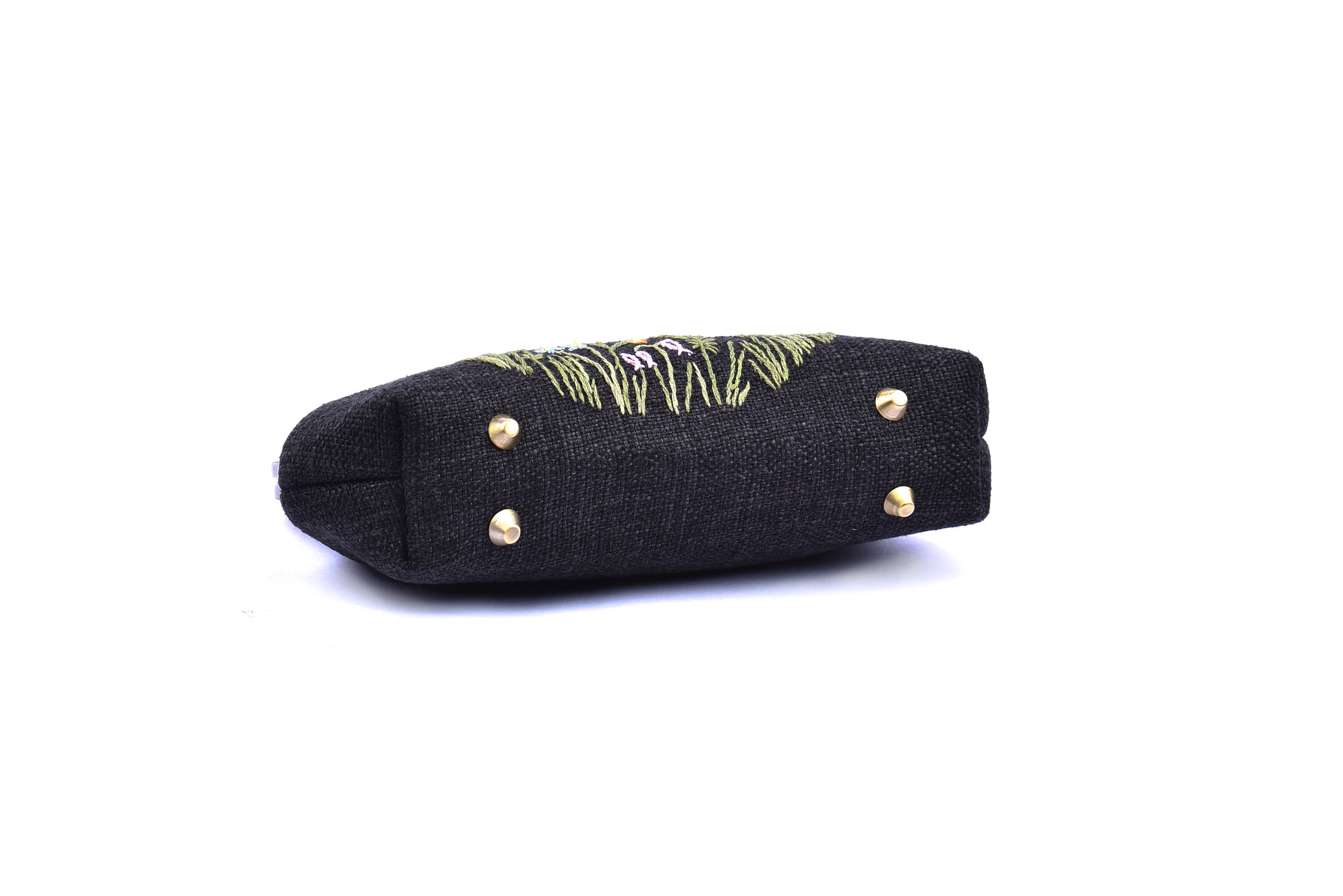 Wholesale Best Price Big Hemp Bag with Copper Binding and Mixed Chrysanthemum and Violet Bush Embroidery