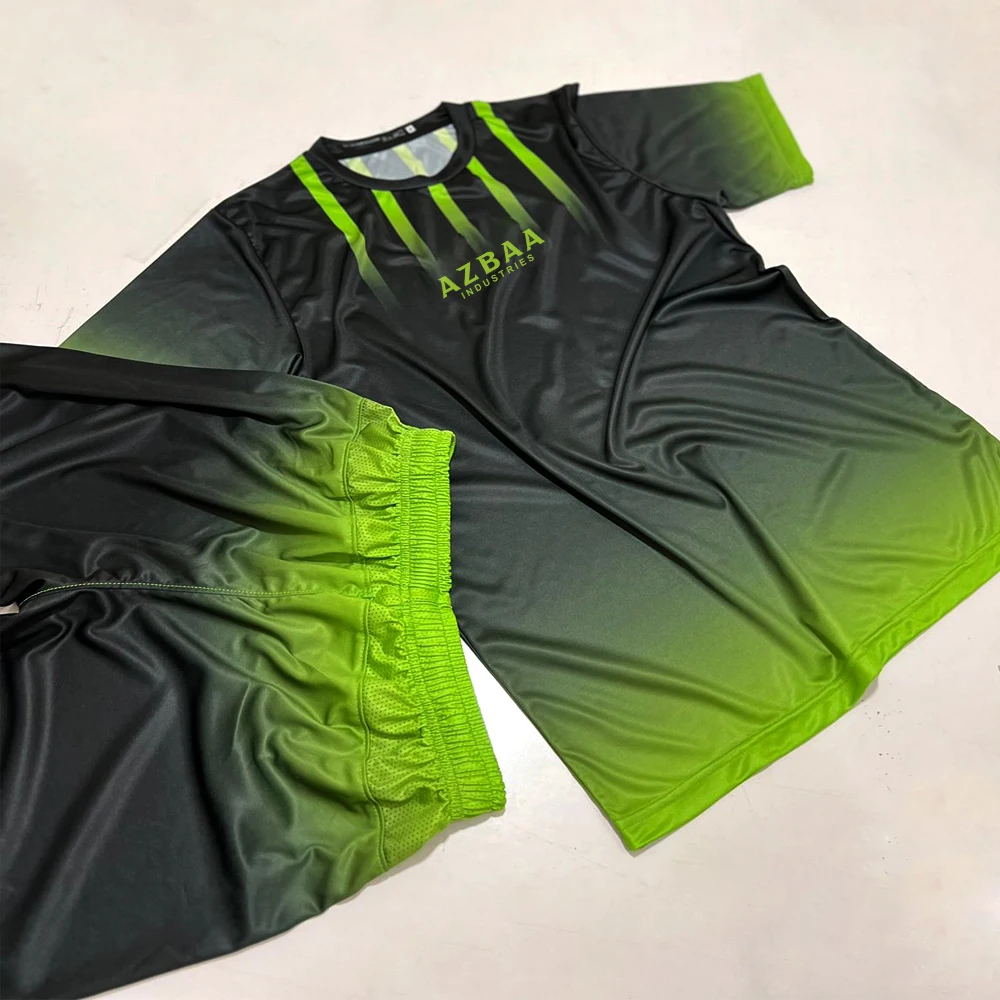 Custom your team name and number professional new style orange green sublimation soccer uniforms sets men and women