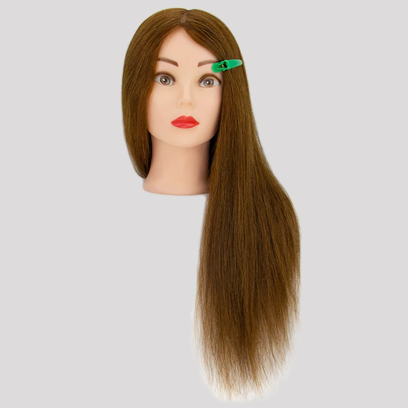 Ready to Ship Realistic 20 Inch Human Hair Manikin Heads for Barber Hairdresser Hair Cutting and Practice Female Training Head