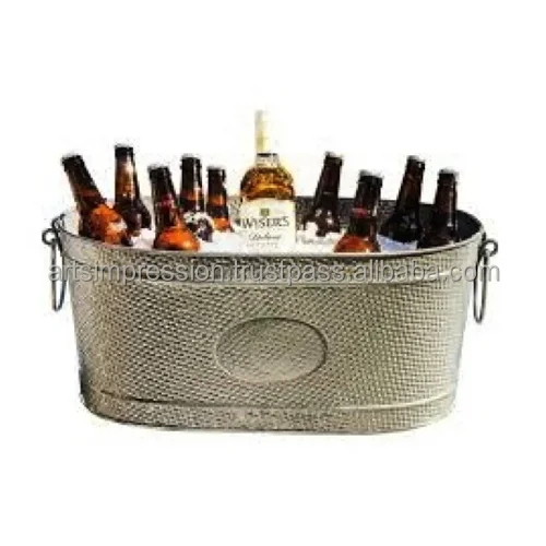 High on demand & magnificent with stand Stainless Steel Dimpled Oval Beverage Tub Metal Ice and Drink Bucket Drink Chiller for