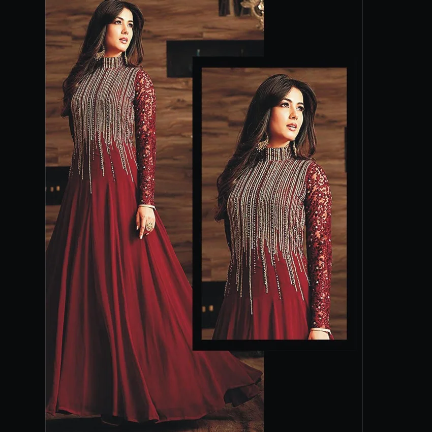 Wholesale Indian party wear dresses for paki women at Silk Net Fabric Sequence Embroidered Net Dupatta and Trouser