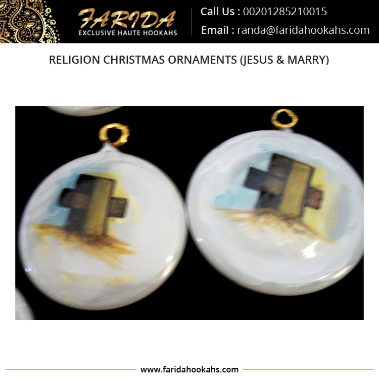 Unique Design Egyptian Luxury Glass Christmas Decoration Handmade Religion Christmas Ornaments (Jesus & Marry)