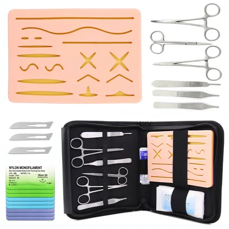 20pcs Surgical Suture Training Kit Skin Operate Suture Practice Model Training Pad Scissors Tool Kit Teaching equipment