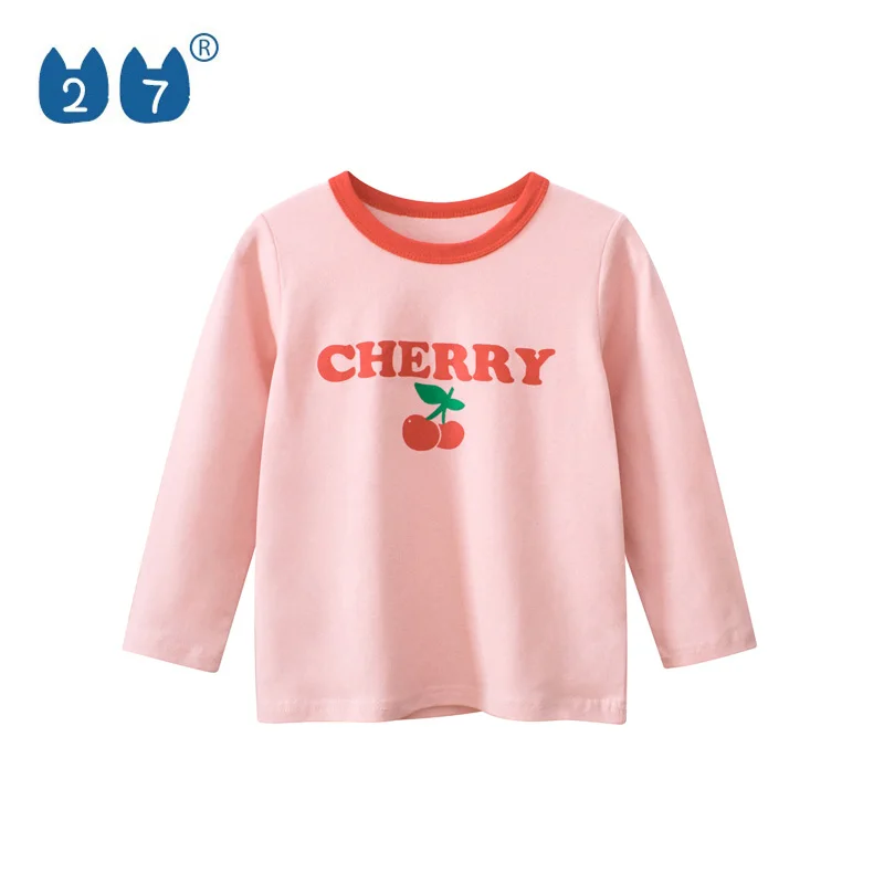 Children Long Sleeve T-Shirts Cute Cherry Pattern Tops Baby Girl T-Shirt
