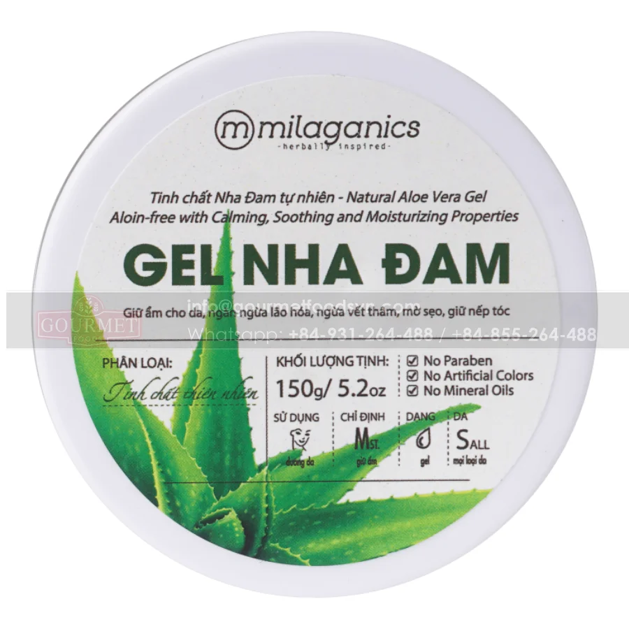 Milaganics Aloe Vera Gel Adds Vitamins and Moisturizing Nutrients. Cooling Soothing for Your Facial Skin