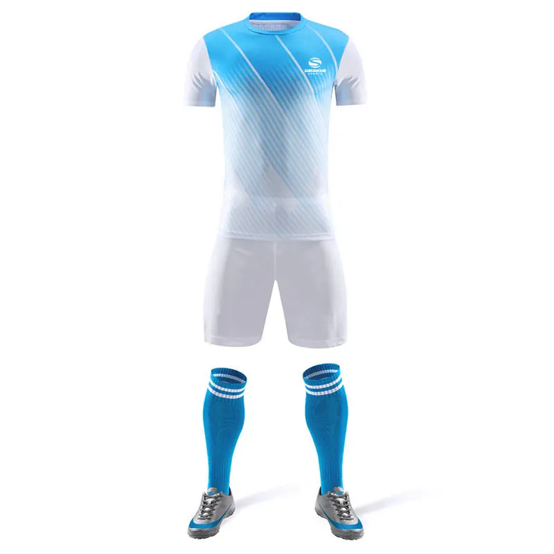 Light Blue Soccer Wear Club Team Football Jersey Team Soccer Jersey with Custom Name Number Custom Soccer Shirts and Shorts
