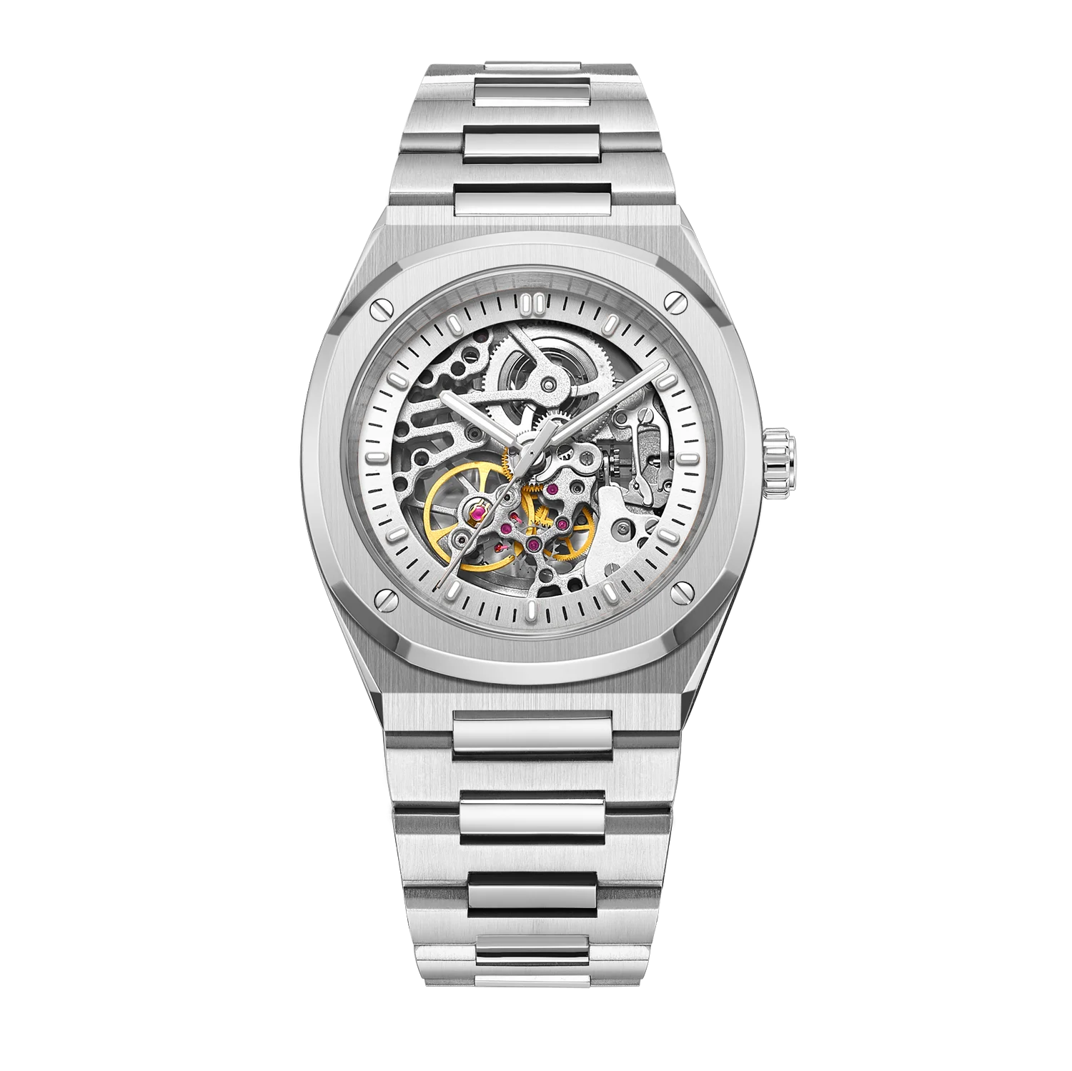 Wholesale Clock Relojes De Hombre Stainless Steel custom skeleton watch Business Automatic watch Mechanical Watches for men