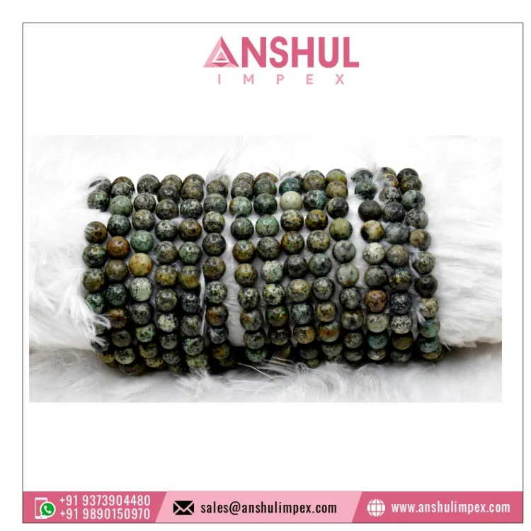 Top Selling Gemstone Decoration Factory Sale African Turquoise 8mm Colorful Natural Stone Round Beads