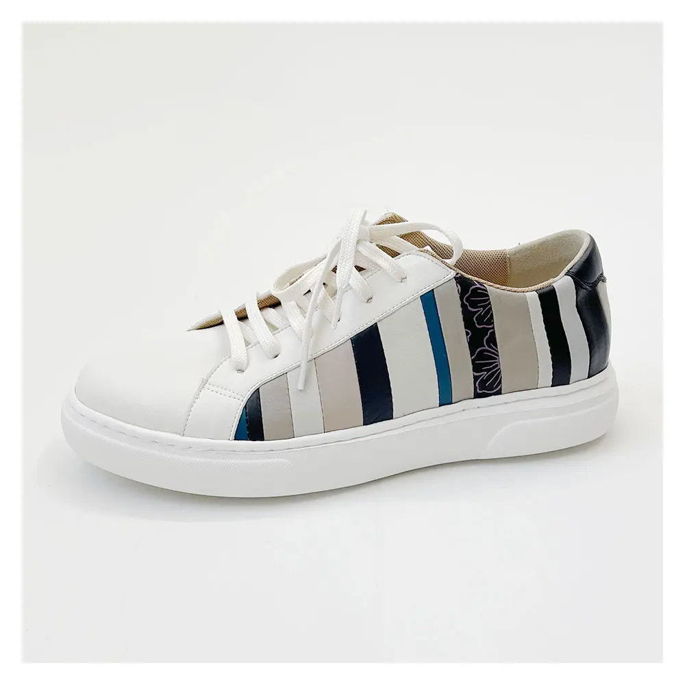 [MNHS] Upcycling Eco stripe Vegan Leather daily Unisex sneakers handcrafted shoes the Made in korea